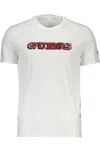 Guess Jeans Sleek White Cotton Slim Tee With Logo Print