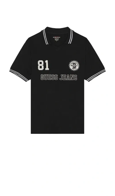 Guess Jeans Soccer Polo In Black