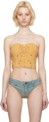 Guess Jeans U.s.a. Tan Lace-up Suede Bustier In Tan Tan