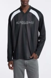 Guess Jeans V-neck Soccer Jersey In Black
