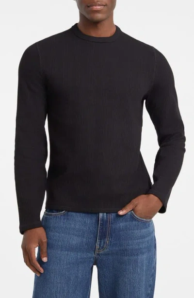Guess Jeans Variegated Rib Long Sleeve T-shirt In Black
