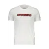 Guess Jeans Sleek White Cotton Slim Tee With Logo Print In White