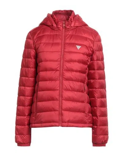 Guess Jeans Woman Puffer Red Size M Polyamide, Polyester