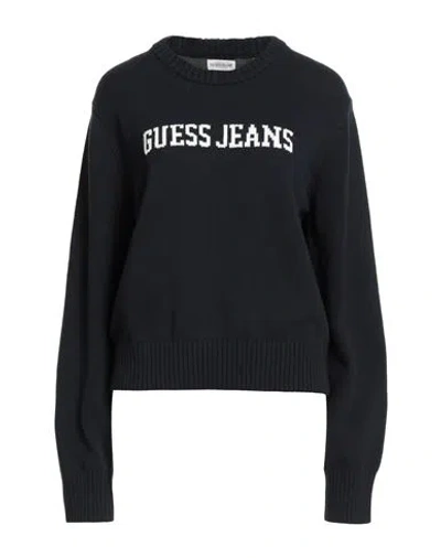 Guess Jeans Woman Sweater Navy Size Xl Cotton