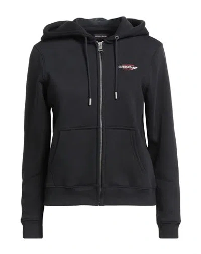 Guess Jeans Woman Sweatshirt Black Size L Cotton, Polyester