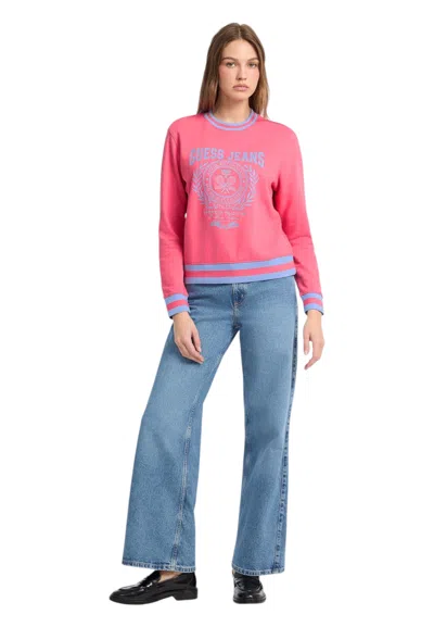 Guess Jeans Women's Front Print Sweatshirt  In Pink