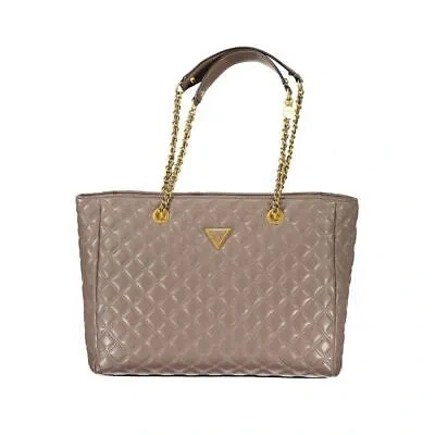 Pre-owned Guess Jeans Women's Polyethylene Handbag With Multiple Pockets And Zip Closure I In Beige