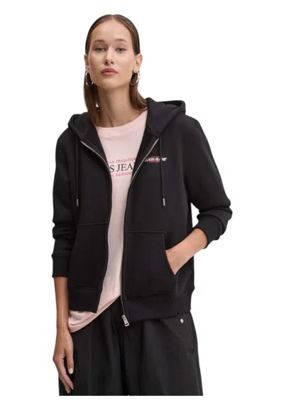 Guess Jeans Women's Sweatshirt  Full Zip In Black