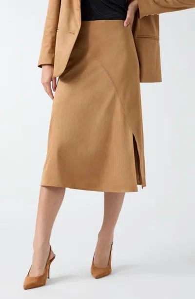 Guess Jennie Faux Suede Midi Skirt In Brown