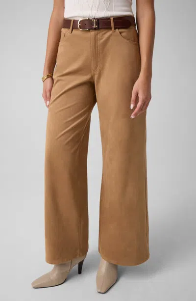 Guess Jennie Faux Suede Wide Leg Pants In Brown