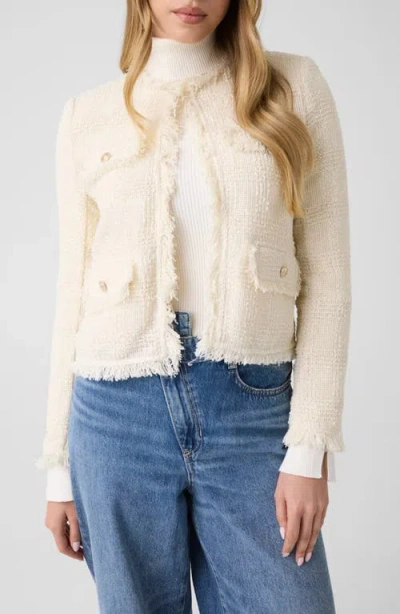 Guess Jenny Fringed Tweed Jacket In Neutral