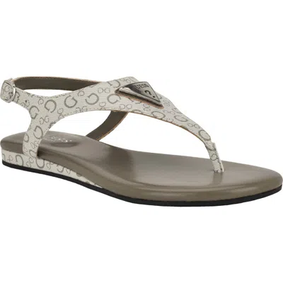 Guess Jerrah Faux Leather Thong Sandal In Gold