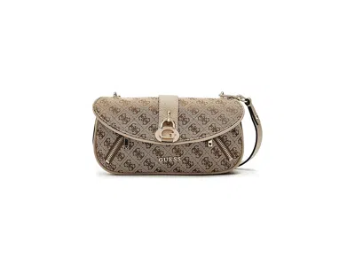 Guess Jessa Flap Crossbody Cross Body Handbags Latte Logo: One Size In Brown