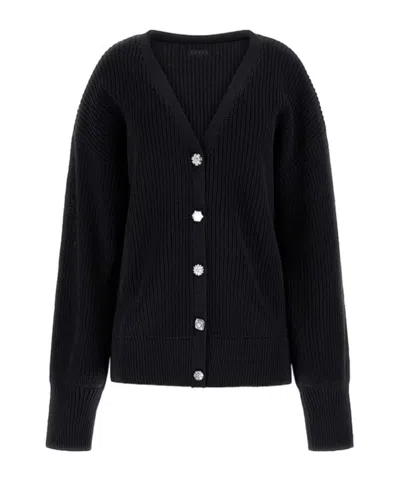 Guess Jeweled Buttons Cardigan In Black