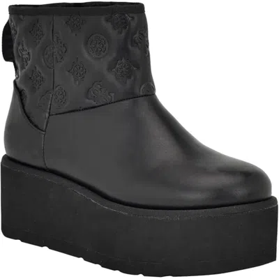 Guess Jilla Boots Women's Black Round Toe Platform Ankle Bootie Lion80