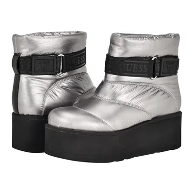Guess Jilona 2 Women's Gray Faux Leather Round Toe Platform Snow Boots Lion52 In Silver