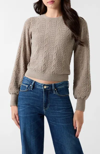 Guess Joanna Cable Knit Sweater In Gold