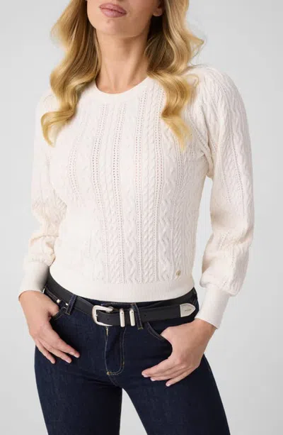Guess Joanna Cable Knit Sweater In White