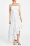 Guess Joyce Embroidered Eyelet Cotton High-low Dress In White