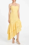 Guess Joyce Embroidered Eyelet Cotton High-low Dress In Yellow
