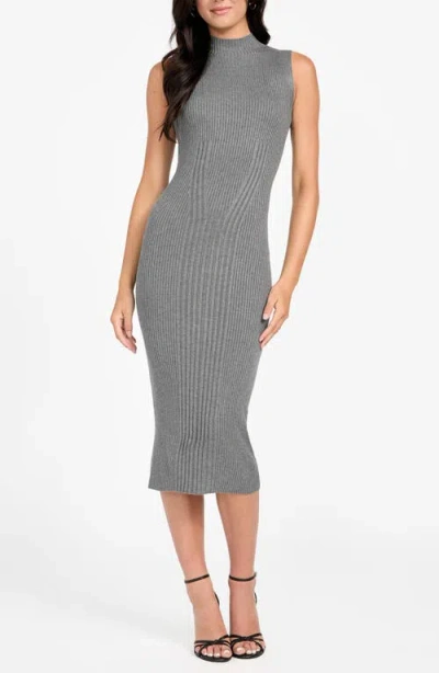 Guess Julia Rib Mock Neck Sweater Dress In Gray