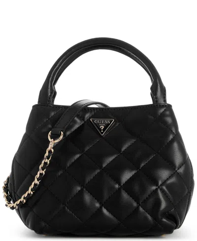 Guess Juliet Small Top Handle Satchel Handbag In Black