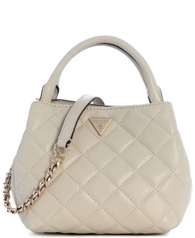 Guess Juliet Small Top Handle Satchel Handbag In Bone