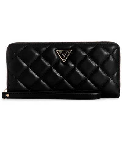 Guess Juliet Small Zip Around Wallet In Black