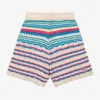 Guess Junior Girls Ivory Cotton Crochet Shorts In Ivory