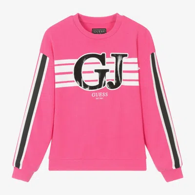 Guess Kids' Junior Girls Pink Cotton Gj Logo Sweatshirt