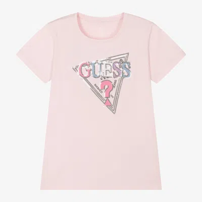 Guess Kids' Junior Girls Pink Cotton Sequin T-shirt