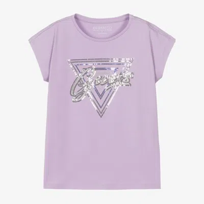Guess Kids' Junior Girls Purple Cotton T-shirt