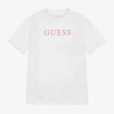 Guess Kids' Junior Girls White Cotton T-shirt