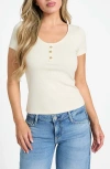 Guess Karina Sandwashed Rib Henley In Butter Ice Cream