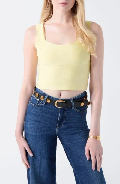 Guess Karmen Mirage Sleeveless Crop Top In Yellow