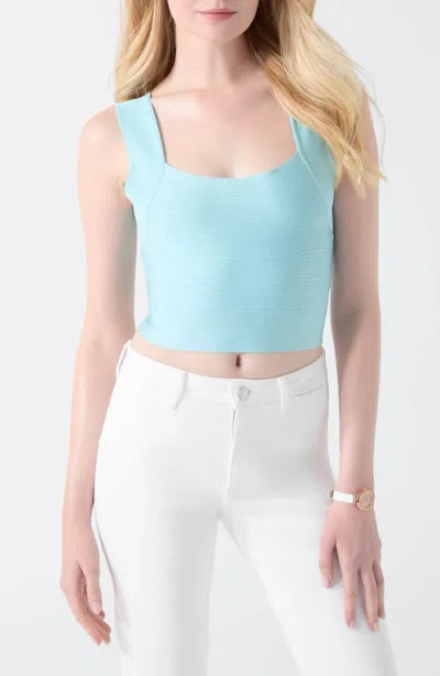 Guess Karmen Mirage Sleeveless Crop Top In Blue