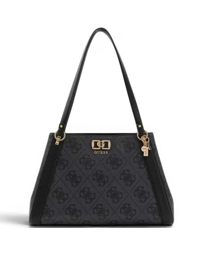 Guess Karnilla Logo Girlfriend Carryall Woman Coal In Synthetic Material With Logo 4g And Charm In Black