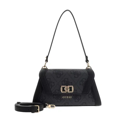 Guess Karnilla Monogram-pattern Shoulder Bag In Black