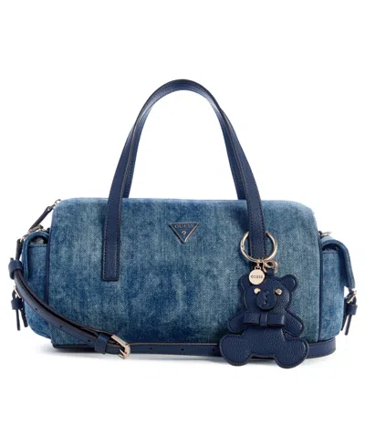 Guess Kassie Small Box Satchel Bag In Blue