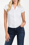 Guess Katie Ruffle Trim Button-up Shirt In White
