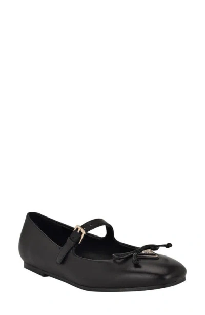 Guess Kayra Mary Jane Flat In Black Leather