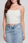 Guess Keyla Rhinestone Strap Sweater Tank In White
