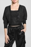 Guess Khloe Rhinestone Cardigan Sweater In Jet Black