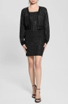 Guess Khloe Rhinestone Sweater Dress In Jet Black