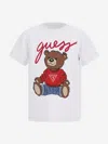 Guess Kids Teddy Bear Logo T-shirt In White