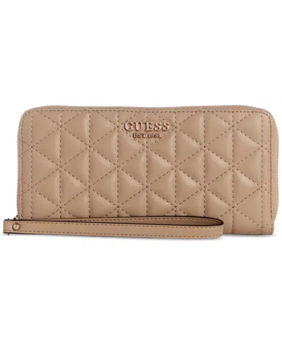 Guess Kori Slg Large Zip Around Wallet In Beige