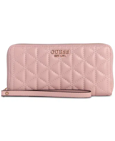Guess Kori Slg Large Zip Around Wallet In Rose