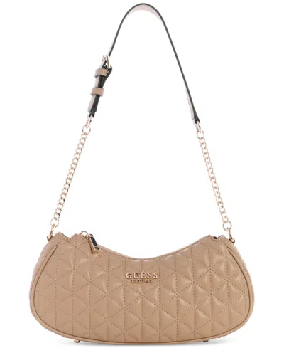 Guess Kori Top Zip Medium Quilted Shoulder Bag In Beige