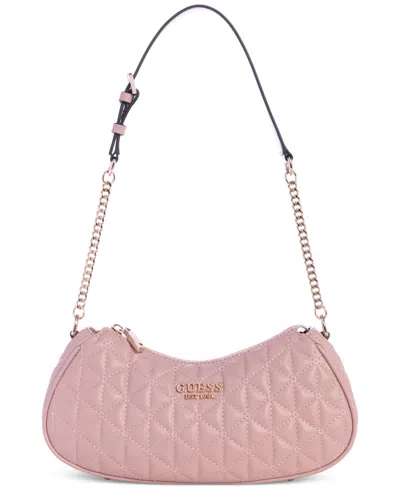 Guess Kori Top Zip Medium Quilted Shoulder Bag In Rose