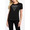 Guess Krystal Triangle Embellished Graphic T-shirt In Black